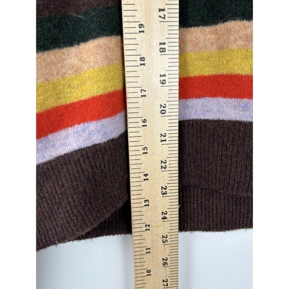 MADEWELL Womens Large Wrap Front pullover Sweater Stripe Multicolor Alpaca Wool - Picture 7 of 15